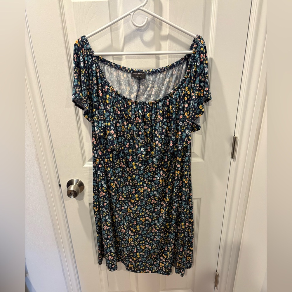 Lane Bryant Off-the-Shoulder Dress With Pockets Colorful Floral Size 22/24